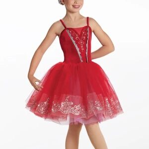 Weissman Showtime Candle On The Water Ballet Girls Dance Costume Red Size LC/12